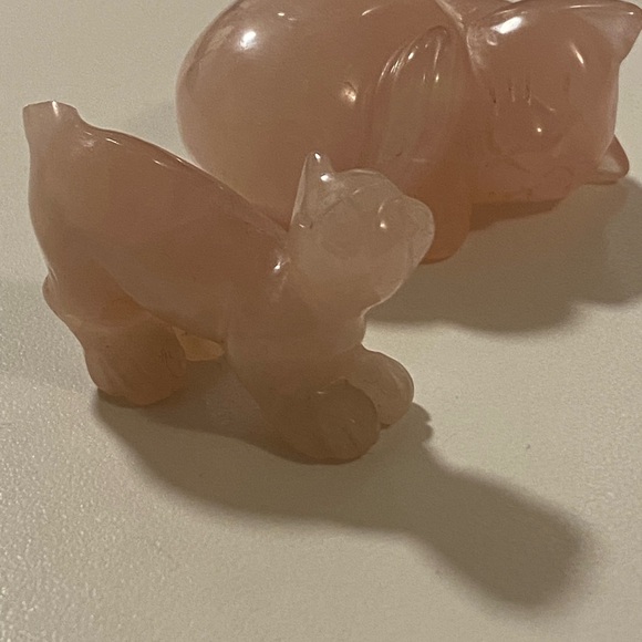Beautiful Chinese Rose Pink Jade Cats Figurine Set - Picture 12 of 12